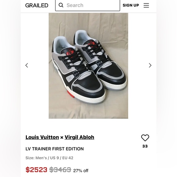 Black, gray and red Louis Vuitton certified #54 sneakers size 11 - Picture 6 of 6